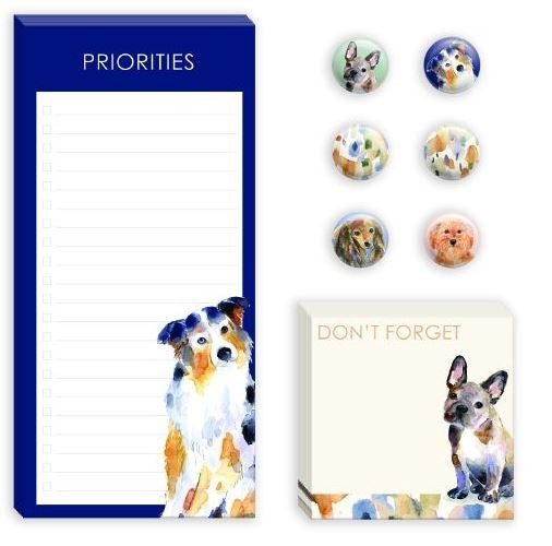 NOTEPADS & MAGNET SET - WATERCOLOUR DOGS