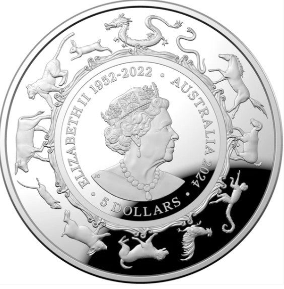 RAM 2024 $5 PROOF DOMED SILVER PROOF COIN- LUNAR CALENDAR - YEAR OF THE DRAGON (LIMIT 1 PER PERSON)
