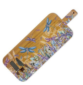 LP PLATTER LARGE WITH CHEESE KNIVES - LAVENDAR DRAGONFLIES