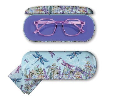 LP GLASSES CASE - LAVENDAR DRAGONFLIES