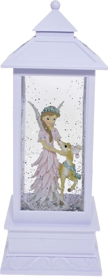 LANTERN - LED FAIRY WITH DEER - WHITE