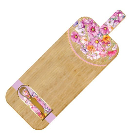 LP PLATTER RESIN LARGE WITH CHEESE KNIFE - WISTFUL WILDFLOWERS